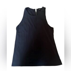 Ann Taylor Navy Blue Sleeveless Shell Top High Neck Back Zip Blouse Womens M